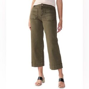 Sanctuary Olive Green Cropped Wide-Leg Jeans